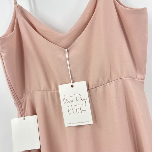 Show me your Mumu Dress Pink V-neck Spaghetti Strap Maxi Bridesmaid NWT Size S - Picture 3 of 6